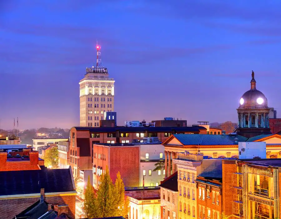 A night view of lancaster, pennsylvania.